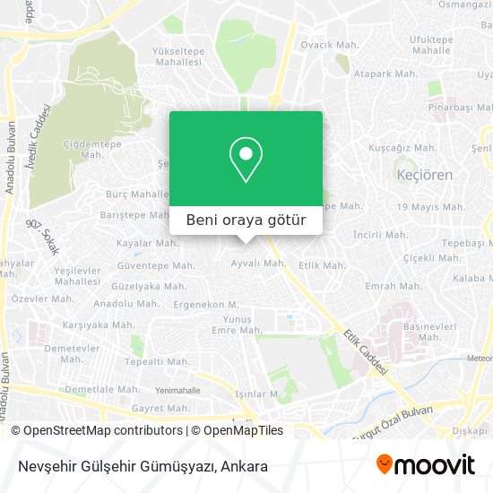 Nevşehir Gülşehir Gümüşyazı harita