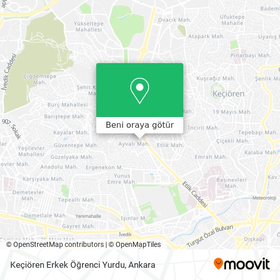 Keçiören Erkek Öğrenci Yurdu harita