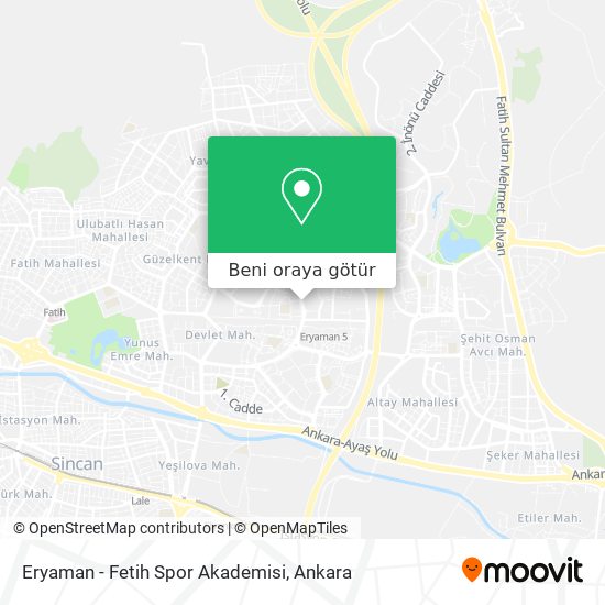 Eryaman - Fetih Spor Akademisi harita