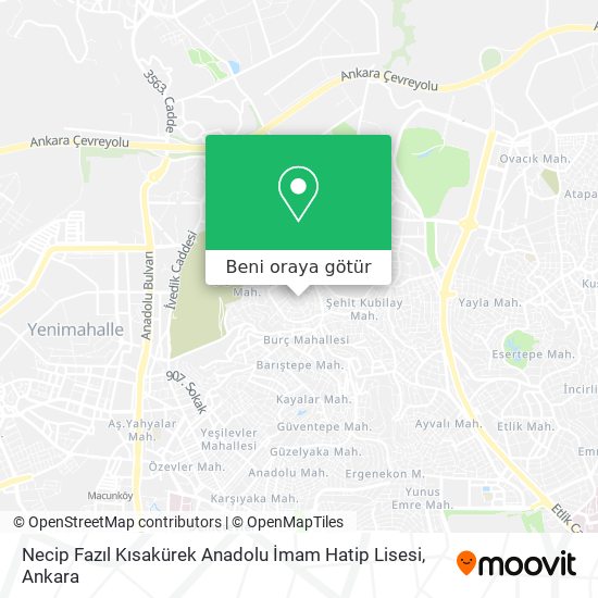 Necip Fazıl Kısakürek Anadolu İmam Hatip Lisesi harita