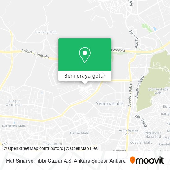 Hat Sınai ve Tıbbi Gazlar A.Ş. Ankara Şubesi harita