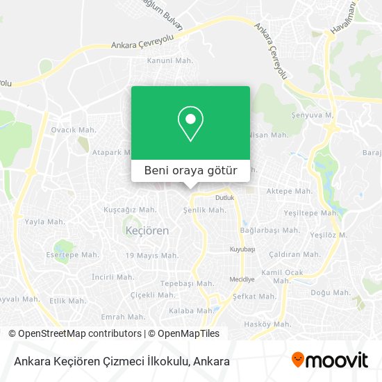 Ankara Keçiören Çizmeci İlkokulu harita