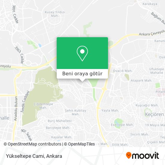Yükseltepe Cami harita