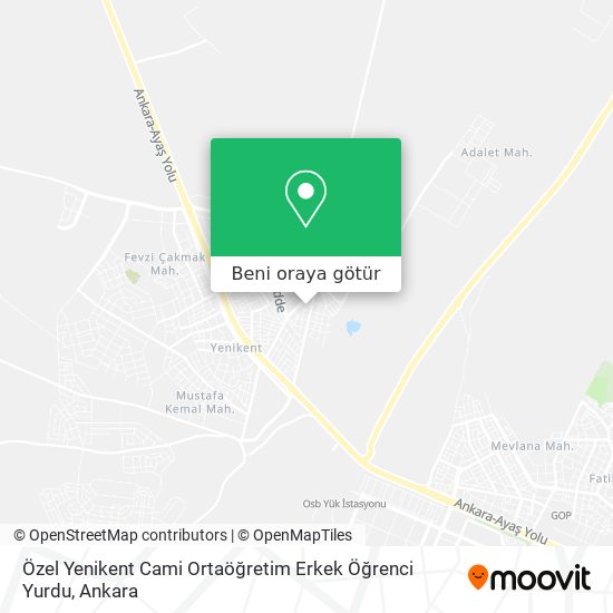 Özel Yenikent Cami Ortaöğretim Erkek Öğrenci Yurdu harita