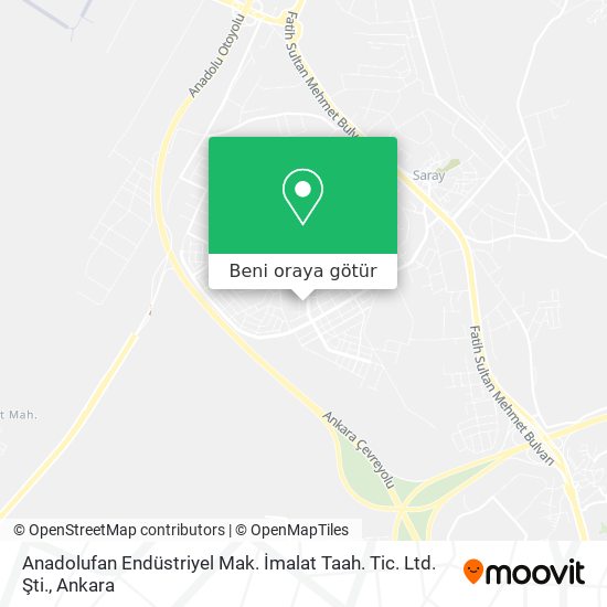 Anadolufan Endüstriyel Mak. İmalat Taah. Tic. Ltd. Şti. harita