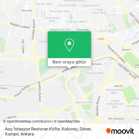 Aoç İstasyon Restoran Köfte, Kokoreç, Döner, Kumpir harita