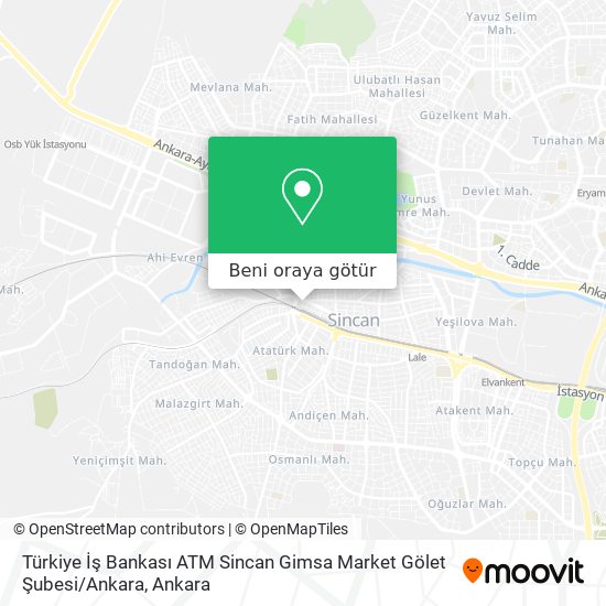 Türkiye İş Bankası ATM Sincan Gimsa Market Gölet Şubesi / Ankara harita