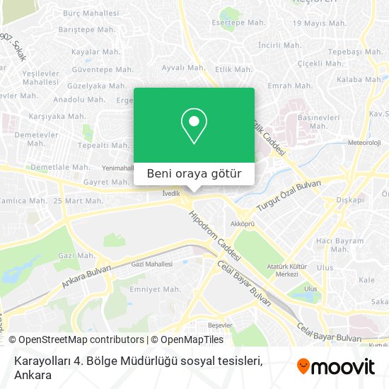 Karayolları 4. Bölge Müdürlüğü sosyal tesisleri harita