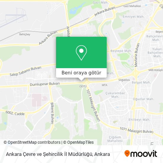Ankara Çevre ve Şehircilik İl Müdürlüğü harita