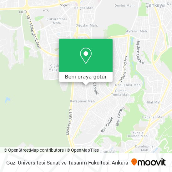 Gazi Üniversitesi Sanat ve Tasarım Fakültesi harita