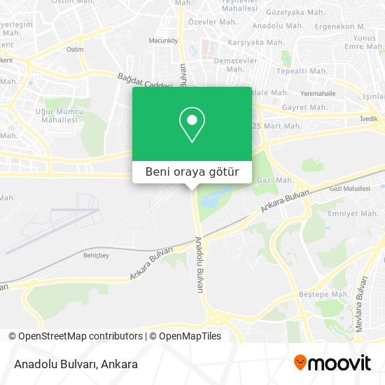Anadolu Bulvarı harita