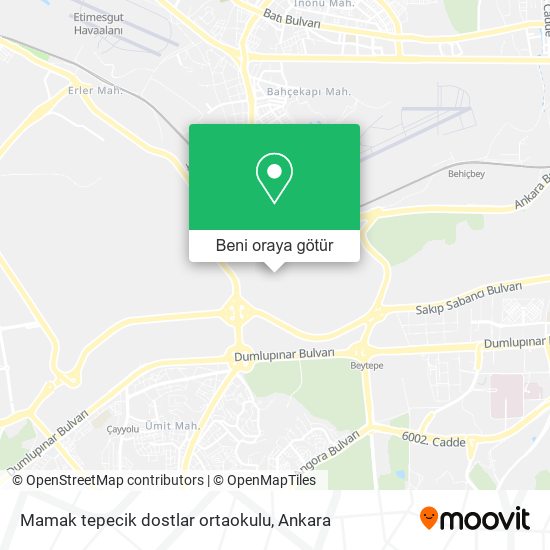 Mamak tepecik dostlar ortaokulu harita