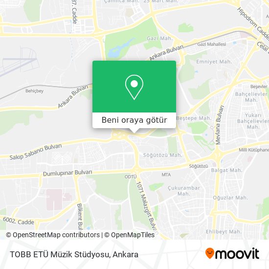 TOBB ETÜ Müzik Stüdyosu harita