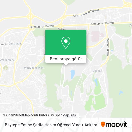 Beytepe Emine Şerife Hanım Öğrenci Yurdu harita