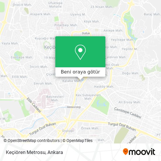 Keçiören Metrosu harita