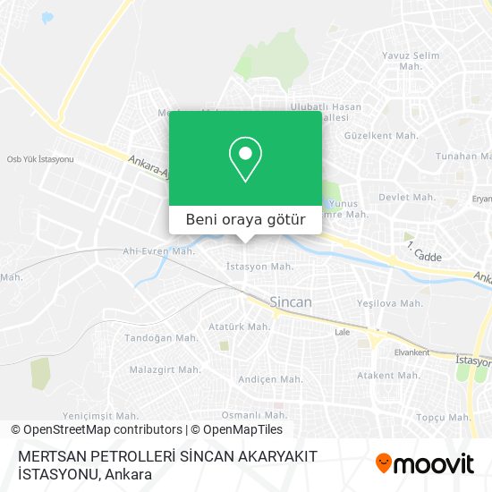 MERTSAN PETROLLERİ SİNCAN AKARYAKIT İSTASYONU harita