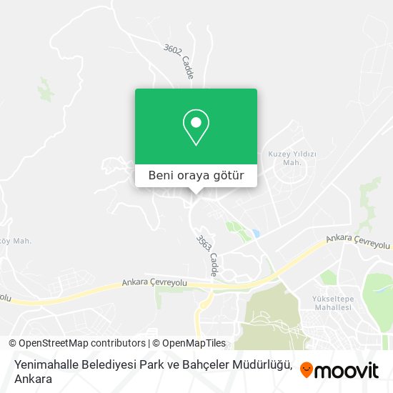Yenimahalle Belediyesi Park ve Bahçeler Müdürlüğü harita