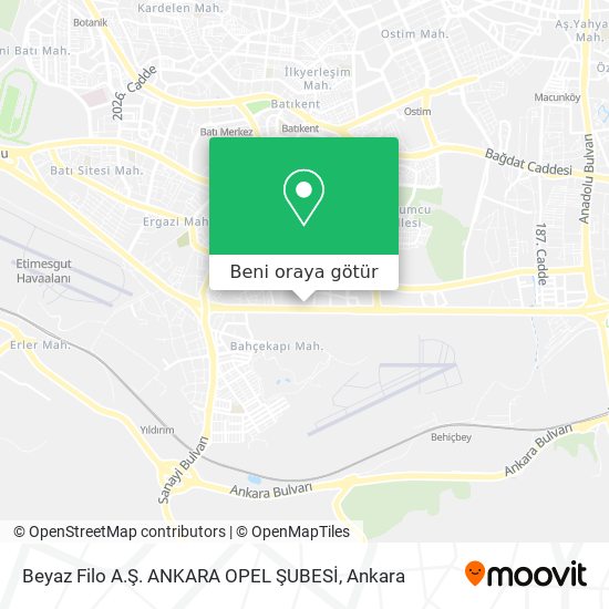 Beyaz Filo A.Ş. ANKARA OPEL ŞUBESİ harita