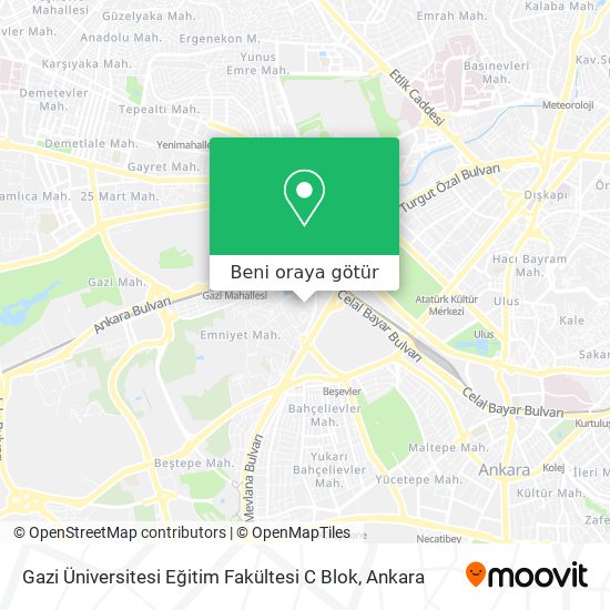 Gazi Üniversitesi Eğitim Fakültesi C Blok harita