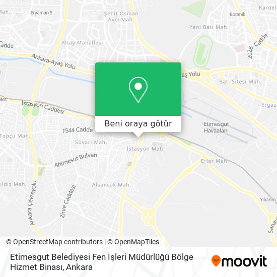 Etimesgut Belediyesi Fen İşleri Müdürlüğü Bölge Hizmet Binası harita