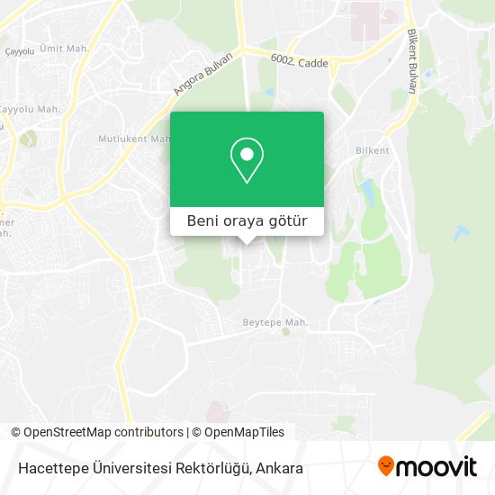 Hacettepe Üniversitesi Rektörlüğü harita