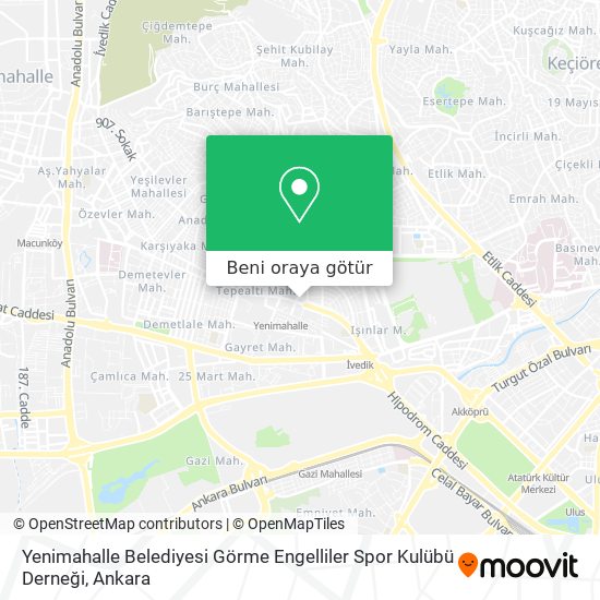 Yenimahalle Belediyesi Görme Engelliler Spor Kulübü Derneği harita