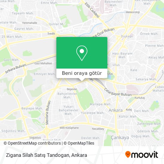 Zigana Silah Satış Tandogan harita