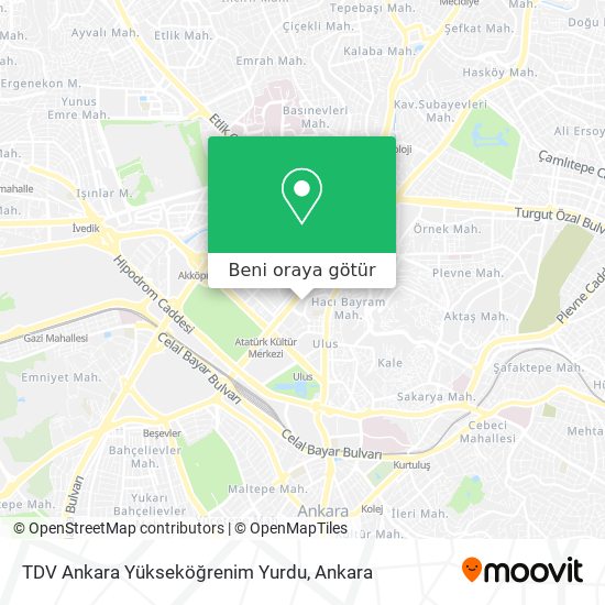 TDV Ankara Yükseköğrenim Yurdu harita
