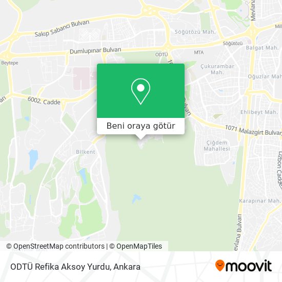 ODTÜ Refika Aksoy Yurdu harita