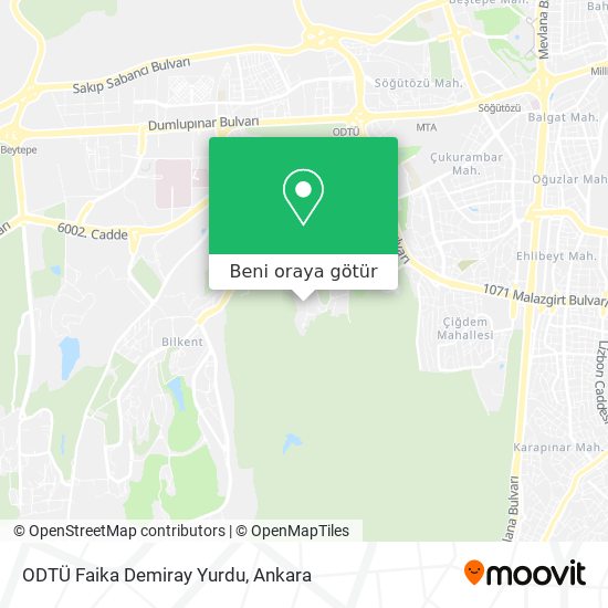ODTÜ Faika Demiray Yurdu harita