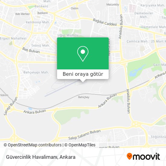 Güvercinlik Havalimanı harita