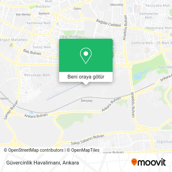Güvercinlik Havalimanı harita