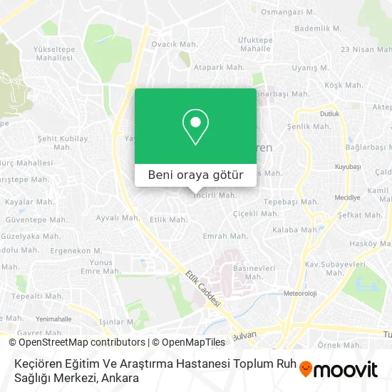 Keçiören Eğitim Ve Araştırma Hastanesi Toplum Ruh Sağlığı Merkezi harita