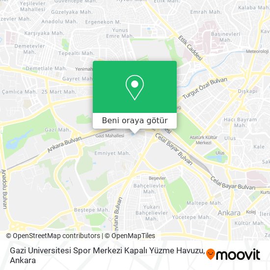 Gazi Universitesi Spor Merkezi Kapalı Yüzme Havuzu harita