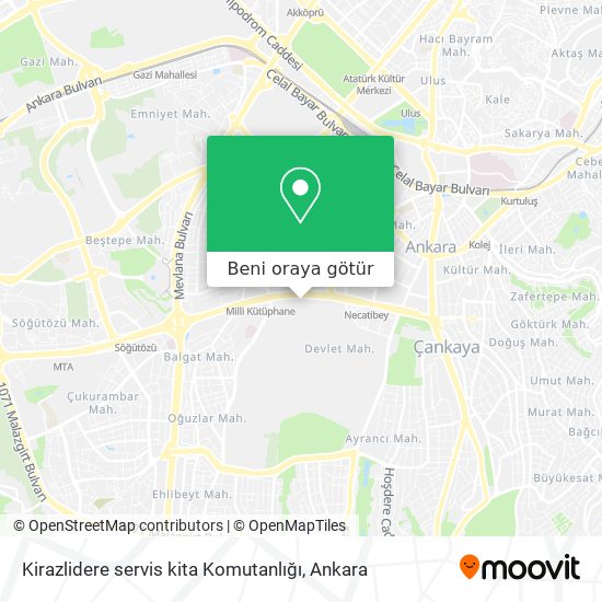 Kirazlidere servis kita Komutanlığı harita