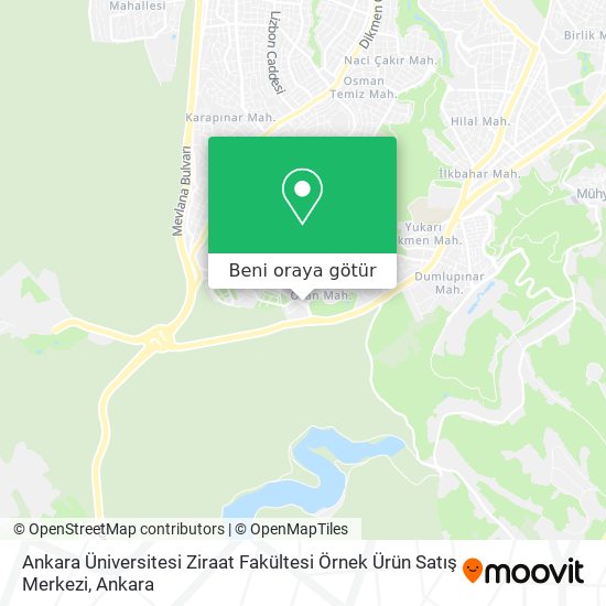 Ankara Üniversitesi Ziraat Fakültesi Örnek Ürün Satış Merkezi harita