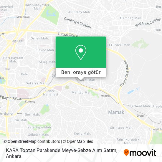 KARA Toptan Parakende Meyve-Sebze Alım Satım harita