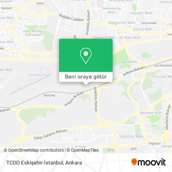 TCDD Eskişehir-İstanbul harita