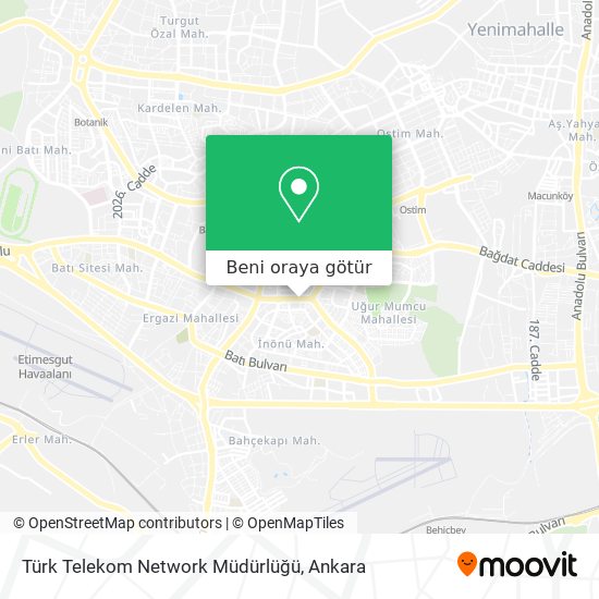 Türk Telekom Network Müdürlüğü harita
