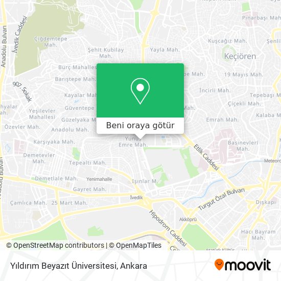 Yıldırım Beyazıt Üniversitesi harita