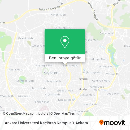 Ankara Üniversitesi Keçiören Kampüsü harita