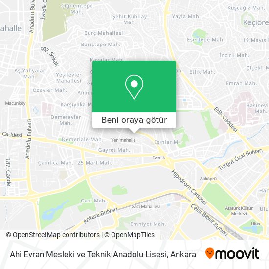 Ahi Evran Mesleki ve Teknik Anadolu Lisesi harita