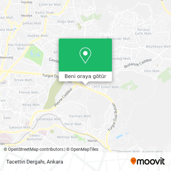 Tacettin Dergahı harita
