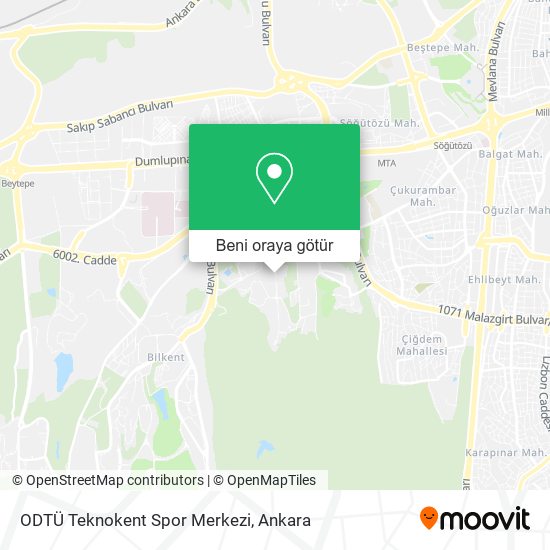 ODTÜ Teknokent Spor Merkezi harita