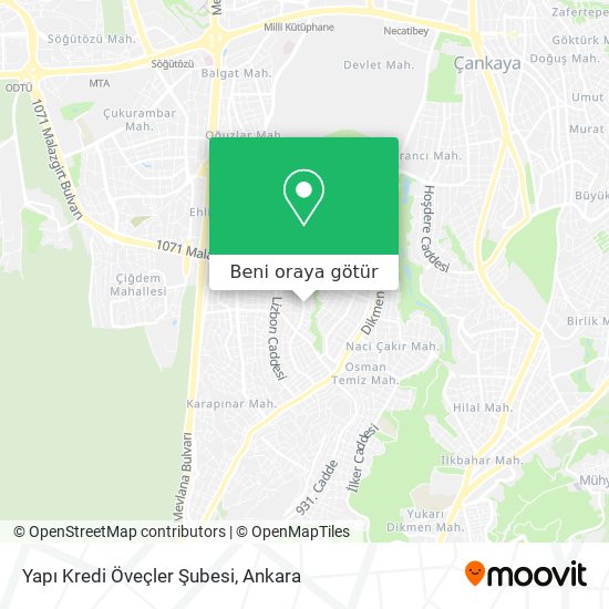 Yapı Kredi Öveçler Şubesi harita