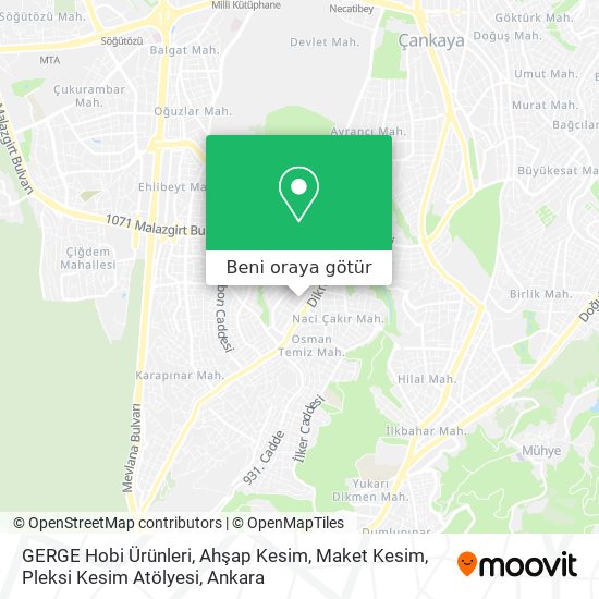 GERGE Hobi Ürünleri, Ahşap Kesim, Maket Kesim, Pleksi Kesim Atölyesi harita