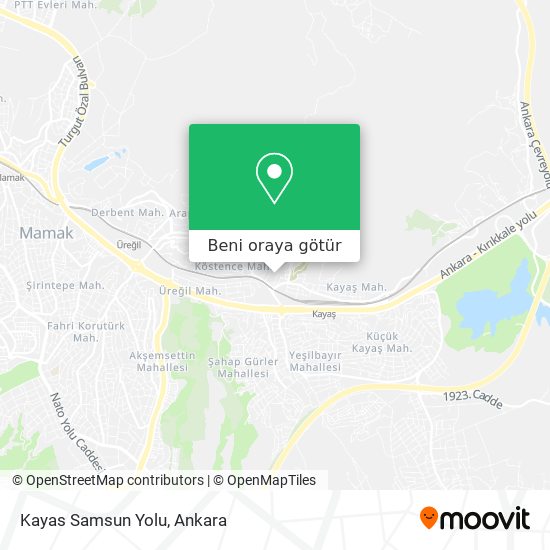 Kayas Samsun Yolu harita