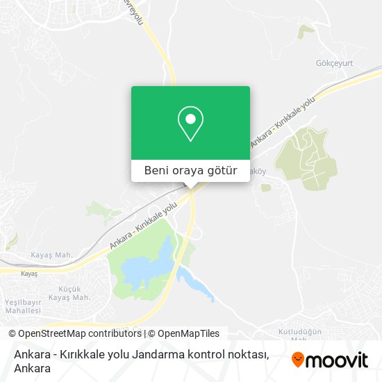 Ankara - Kırıkkale yolu Jandarma kontrol noktası harita