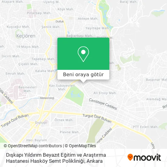 Dışkapı Yıldırım Beyazıt Eğitim ve Araştırma Hastanesi Hasköy Semt Polikliniği harita