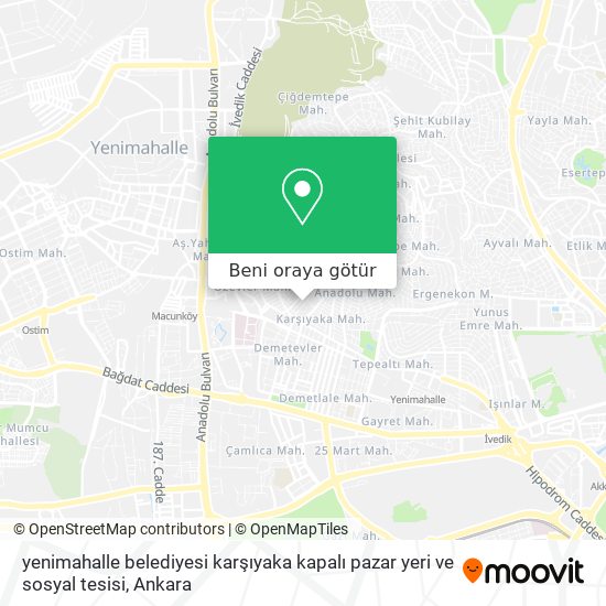 yenimahalle belediyesi karşıyaka kapalı pazar yeri ve sosyal tesisi harita